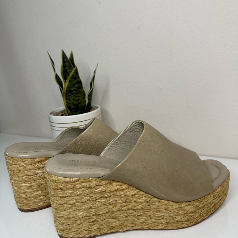 Paloma Barcelo Tan Woven Wedges - Picture 3 of 14